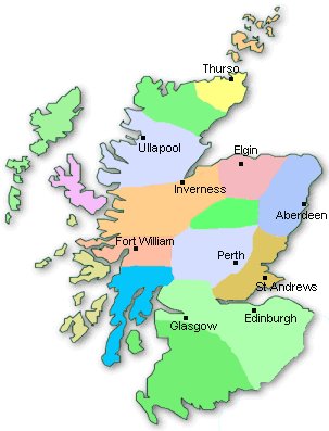 mapa de Escocia